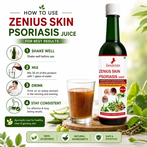 Use Image 1 Zenius Skin Psoriasis Juice for Skin Rashes & Allergies