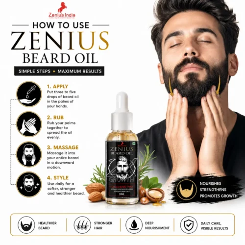 Use Image 1 Zenius Beard Oil for Men Beard Growth