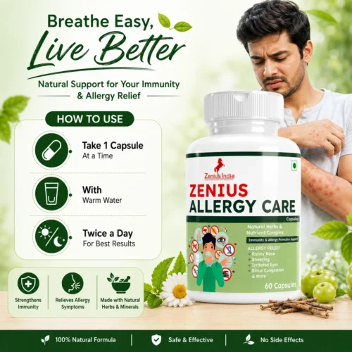 Use Image 1 Zenius Allergy Capsule for Skin Allergy, Sneezing & Watery Eyes