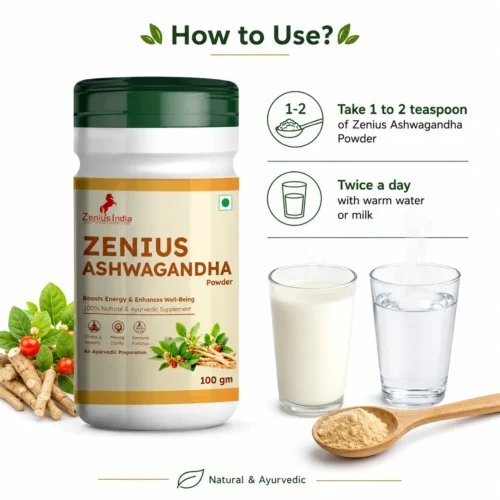 Use Image 1 Zenius Ashwagandha Powder for Energy & Wellness