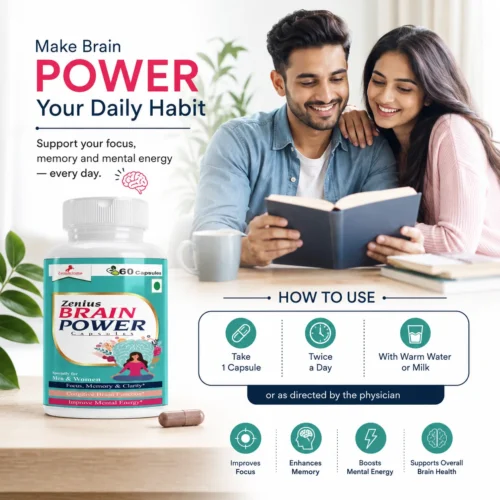 Use Image 1 Zenius Brain Power Capsule for Focus & Memory Support