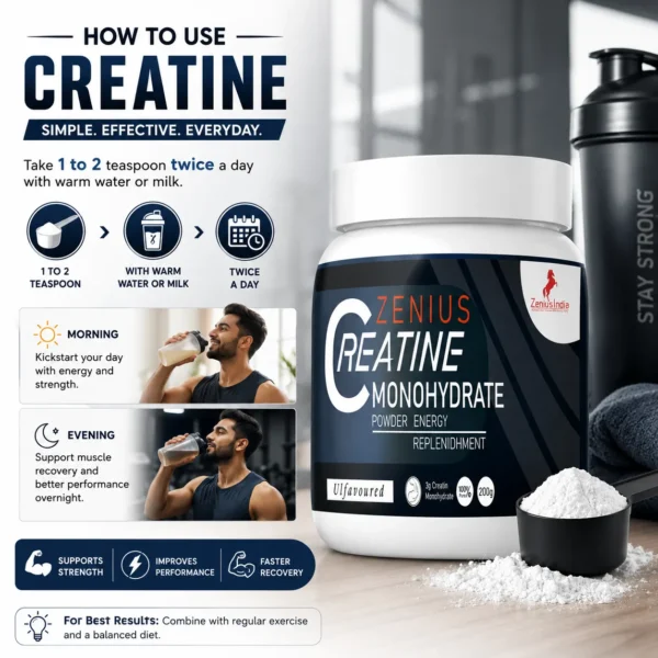 Use Image 1 Zenius Creatine Monohydrate Powder