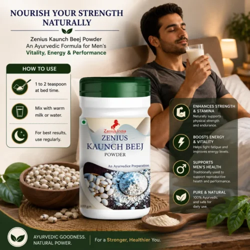 Use Image 1 Zenius Kaunch Beej Powder for Energy & Vitality Support