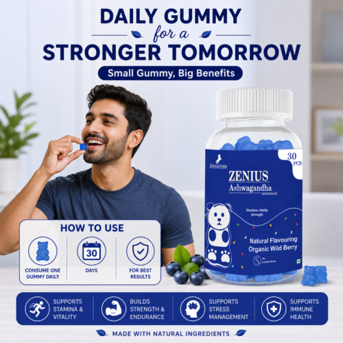 Use Image Zenius Ashwagandha Wild Berry Gummies for Stress & Energy Support