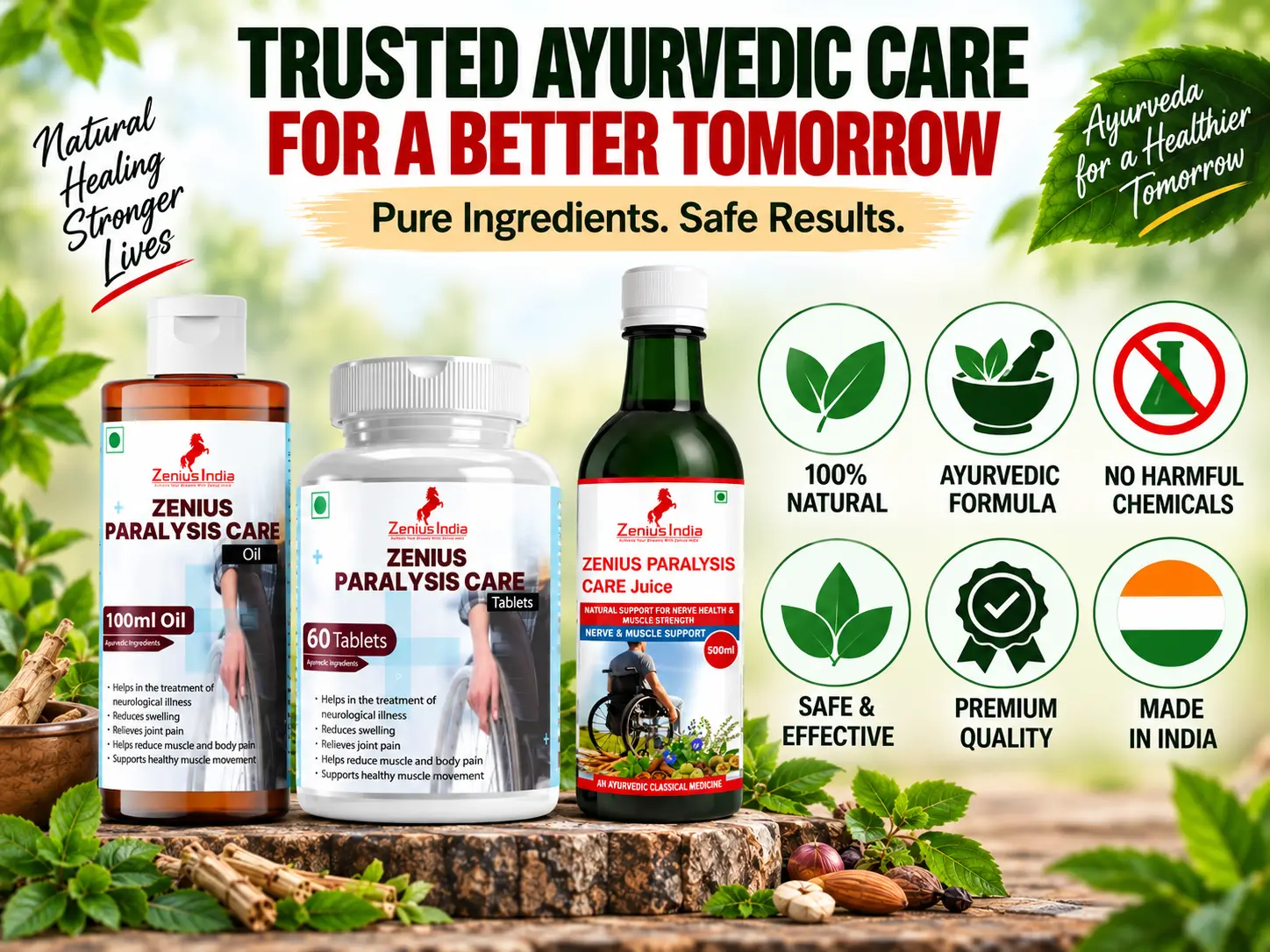 Zenius Paralysis Care Combo Kit for Muscle & Joint Support 6 Trust Badge Mobile View 1 Zenius India